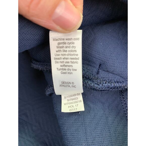 ATHLETA SMALL WOMEN'S QUILTED JACQUARD COWL ATHLETIC ELEVATION PULL OVER BLUE - Picture 5 of 15